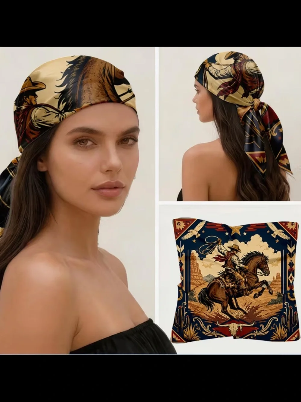 Western Cowboy Horse Scarf/Bandana - Ride ‘em Cowboy! 35”